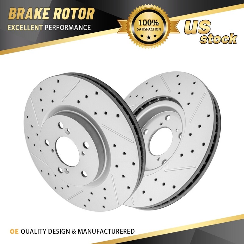 Disc Drilled and Slotted Brake Rotor for Acura TL 2009-2014 V6 3.5L 3.7L Front