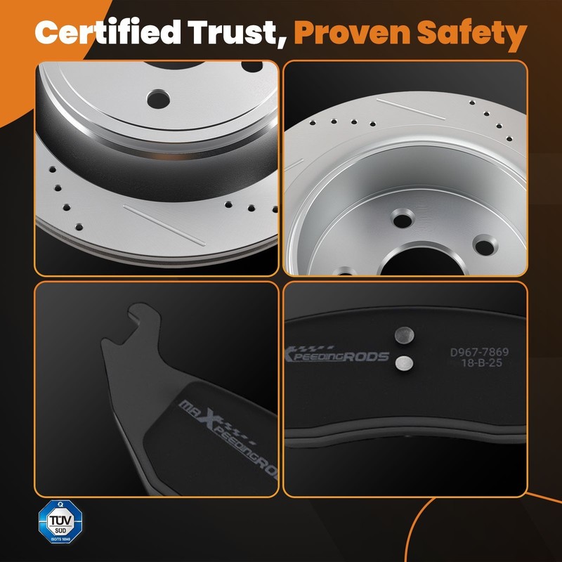 Rear Drilled&Slotted Brake Rotors w/Ceramic Pads for Chrysler Aspen 2007-2009 gallery
