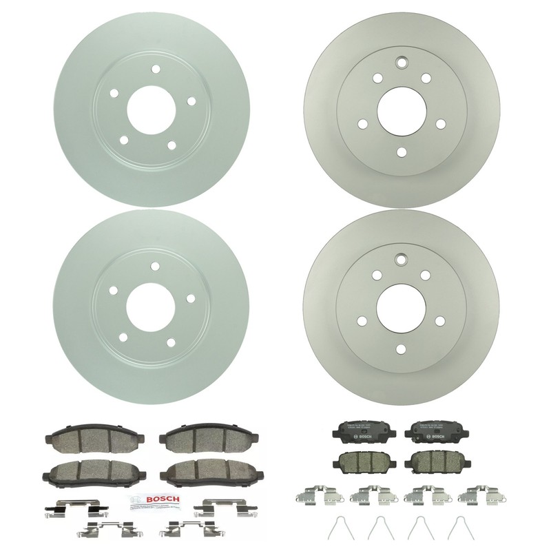 Bosch Front and Rear Disc Brake Rotor Kit For Nissan
