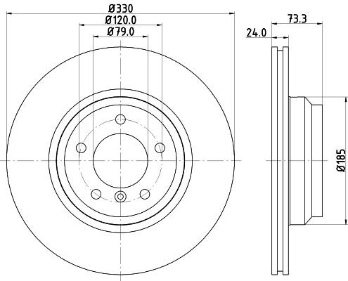 2x Front Brake Disc Fits BMW Mintex MDC1732C Outer Ø 330mm Vented gallery