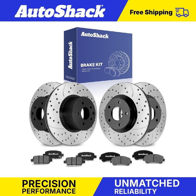Front Rear Drilled Slotted Brake Rotors Ceramic Pads for Nissan, Rogue 2008-2013