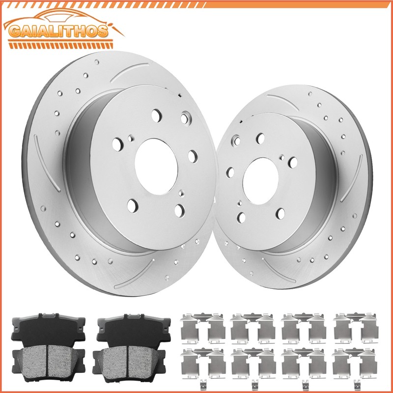Rear Brake Rotors + Brake Pads for Toyota Rav4 2006-2018 Lexus HS250h 2010-2012