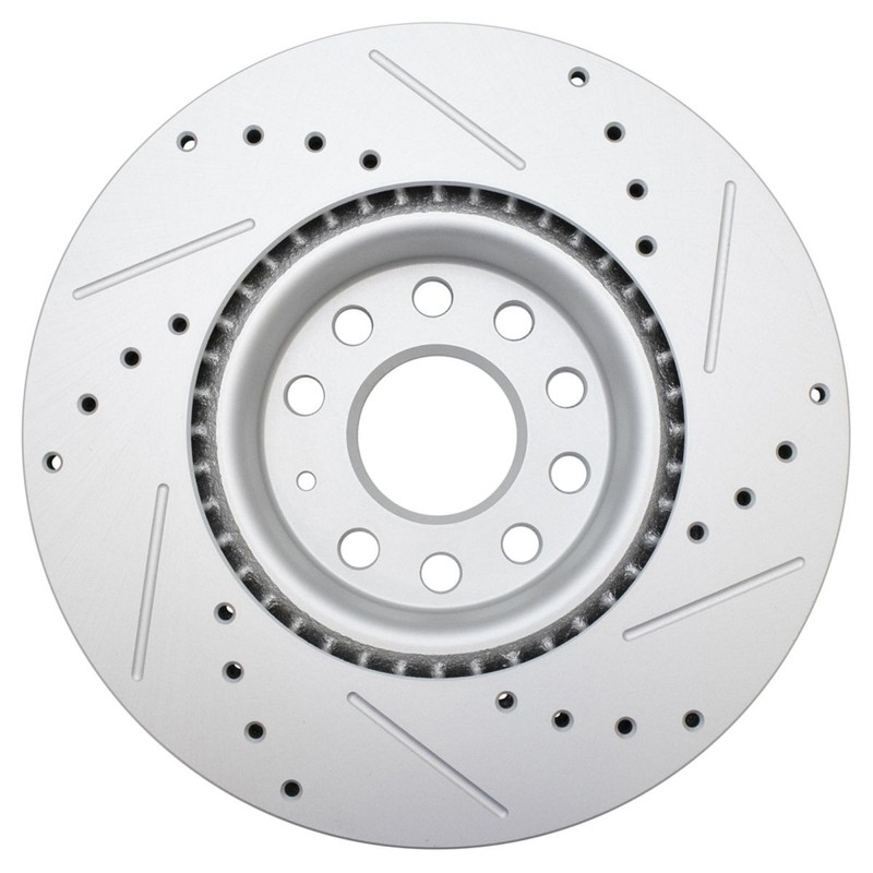 Performance Brake Rotor Drilled Slotted Front Coated Pair for VW 312MM gallery