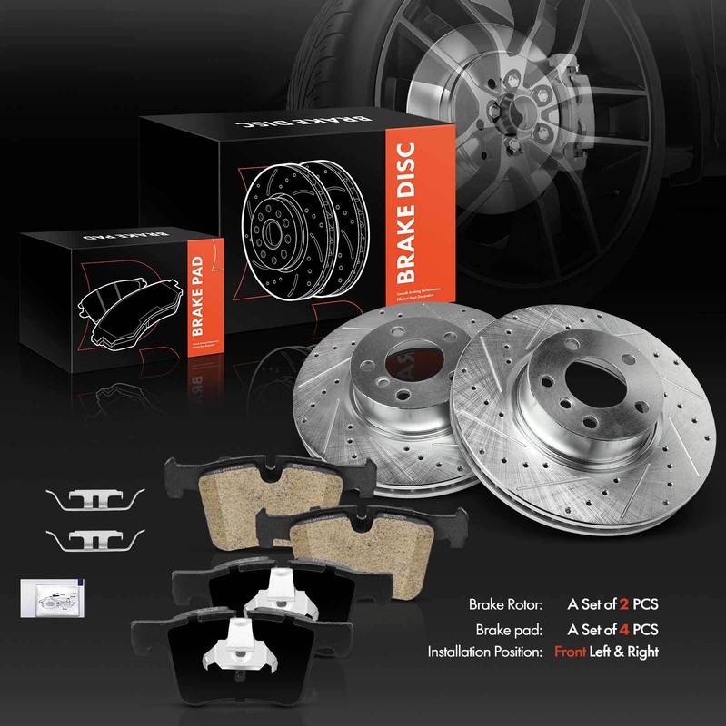 6Pcs Drilled Brake Rotor & Ceramic Brake Pad for BMW X3 F25 2011-2017 X4 Front gallery