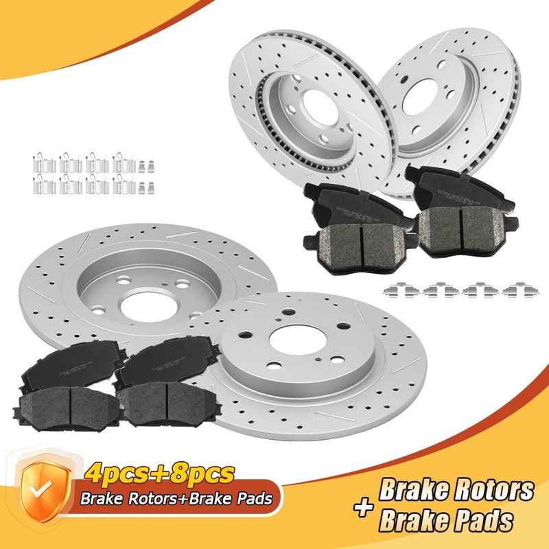 Front & Rear Drilled Brake Rotors Ceramic Pads for Scion xB Base 2.4L 2008-2015