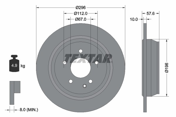 2X 93123503 Textar Brake Disc for Mercedes-Benz, Mercedes-Benz (FJDA)