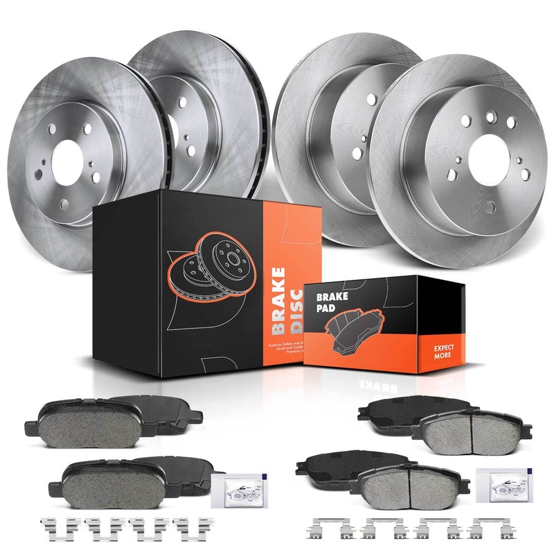 12Pcs Front & Rear Disc Brake Rotors & Brake Pads for Toyota Avalon Solara Camry