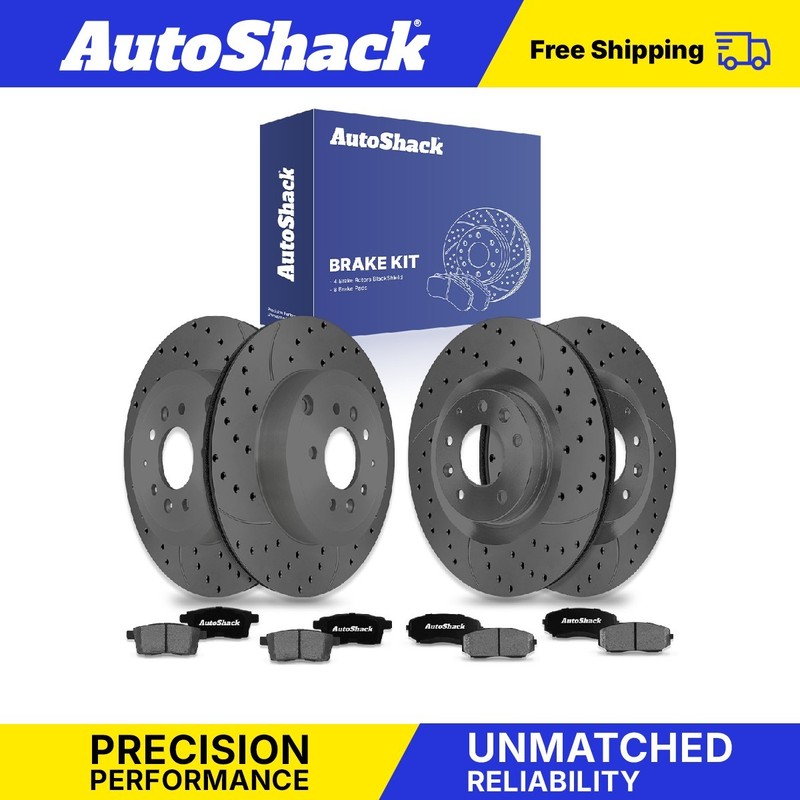 Front Rear Drilled Slotted Brake Rotors Ceramic Pads for Mazda, CX-9 2007-2015