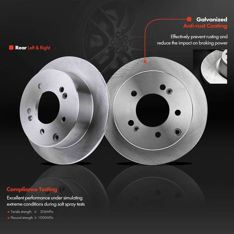 Rear Disc Brake Rotor & Pad + Brake Caliper for Kia Soul 2010-2013 w/ Bracket gallery
