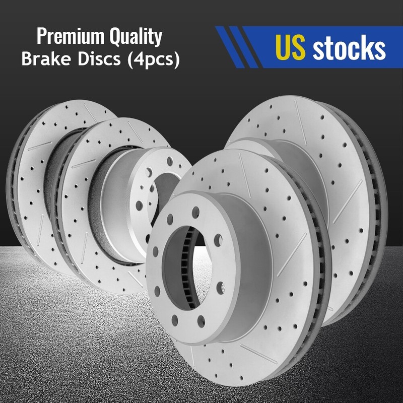 Front Rear Drilled Slot Brake Rotors Kit For Ram 2500 3500 2019-2023