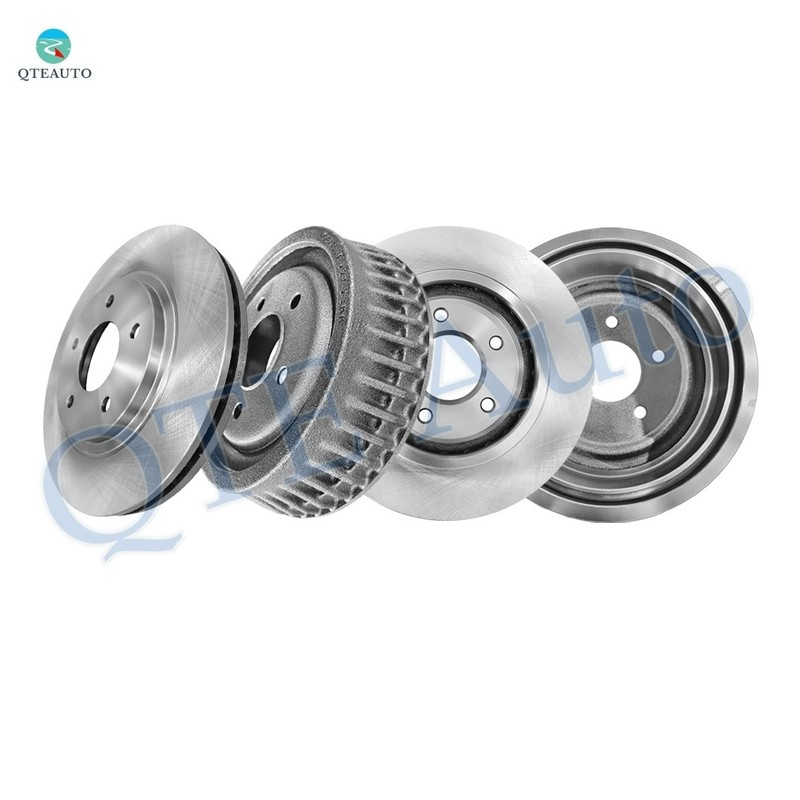 4 Front 285mm Brake Rotors-Rear 276.1mm Brake Drum To 1995-2001 Chevrolet Lumina