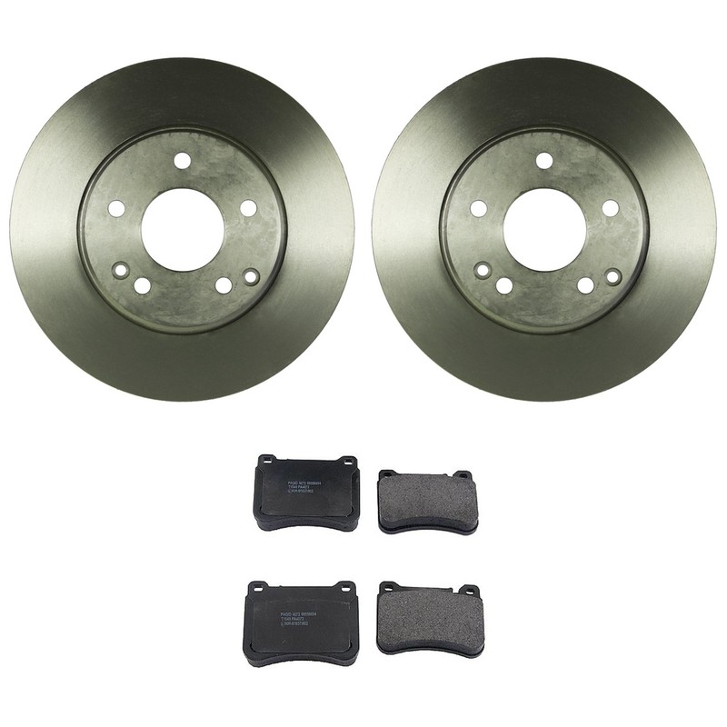 Bosch QuietCast Front Rotors Hella Low-Met Disc Brake Pad Kit For W203 C240 Base