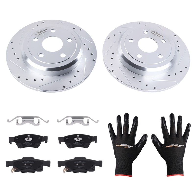 Rear L&R Drilled Brake Rotors&Ceramic Pads for Jeep Grand Cherokee 11-20 P-1498