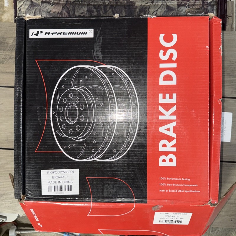 (QTY 2) A-Premium BRS44195 Disc Brake Rotor Front Drilled, Slotted & Zinc Plated