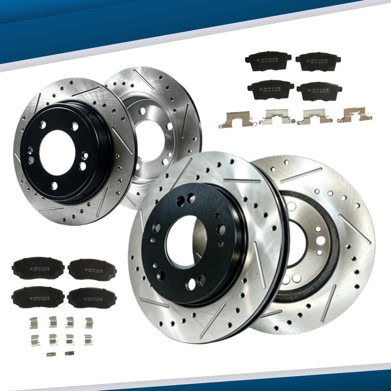 Front and Rear Drilled Rotors Brake Ceramic Pads Fit 2007 2008-2012 Mazda CX-9