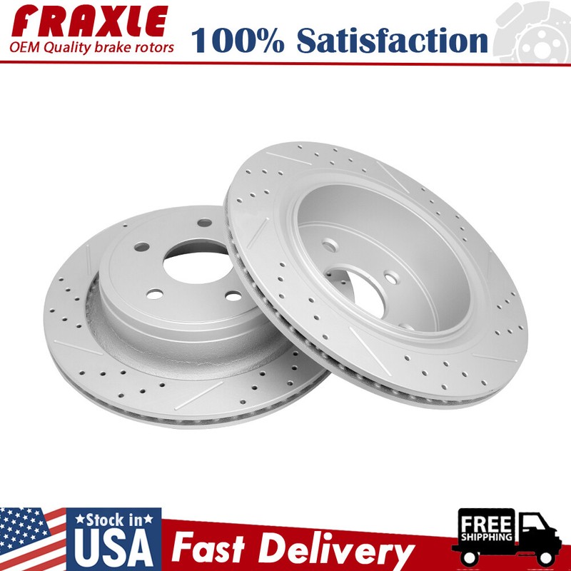 Rear Drilled Slotted Disc Brake Rotors for Dodge Durango Ram 1500 Chrysler Aspen