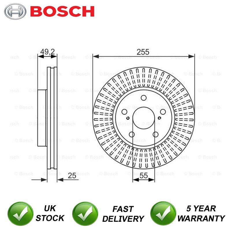 Brake Disc Front Bosch Fits Toyota Prius 2009-2015 1.8 4351247050 4351247040