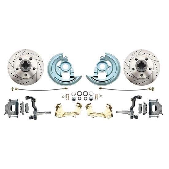 64-74 GM A/F/X Body 11 In Disc Brake Kit, Drill/Slot Rtr, Gry Caliper
