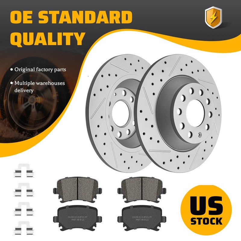 Rear Disc Brake Rotors & Ceramic Pads Kit for Audi A6 2006-2011 A6 Quattro