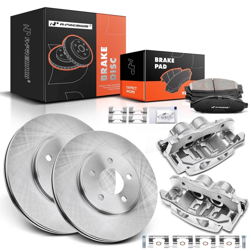 A-Premium Pair Front Brake Rotor & Pad+Caliper for Ford Crown Victoria 2003-2011