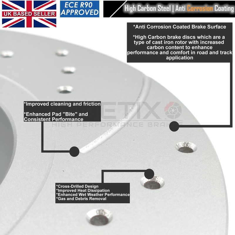 FOR VW TOURAN 1.6 03-10 REAR DRILLED GROOVED DISCS BREMBO PADS 272mm x 10mm gallery