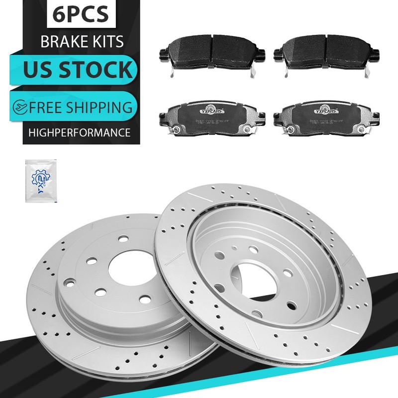 331mm Rear Drilled Rotors Brake Pads for Chevy Traverse GMC Acadia Buick Enclave
