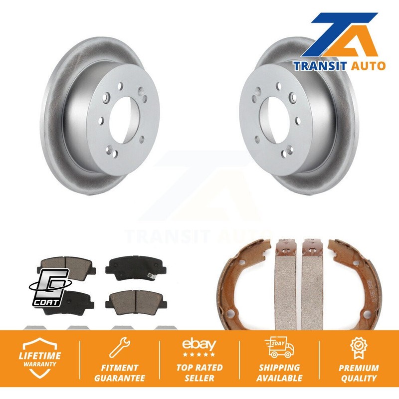[Rear] Disc Coated Rotors Ceramic Pads And Parking Shoes Kit For Hyundai Elantra