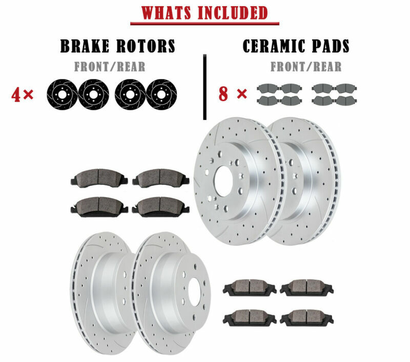Front Rear Brake Rotors Pads for Chevrolet Avalanche Tahoe GMC Drilled Slotted gallery