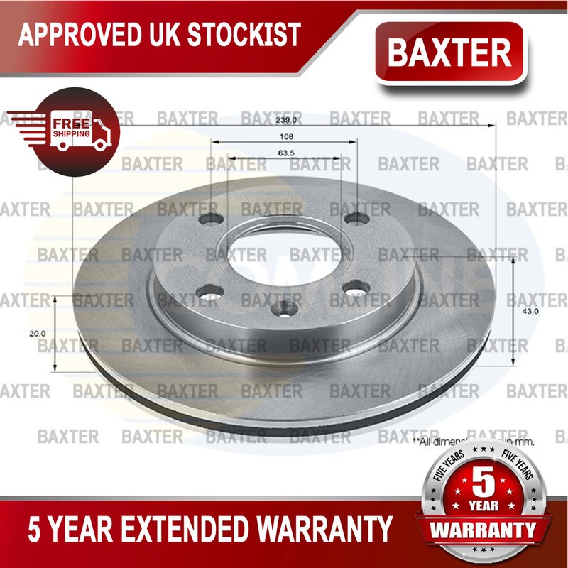 Fits Ford Ka 2000-2008 Fiesta 1989-2002 Escort 1990-� Baxter Front Brake Disc #1