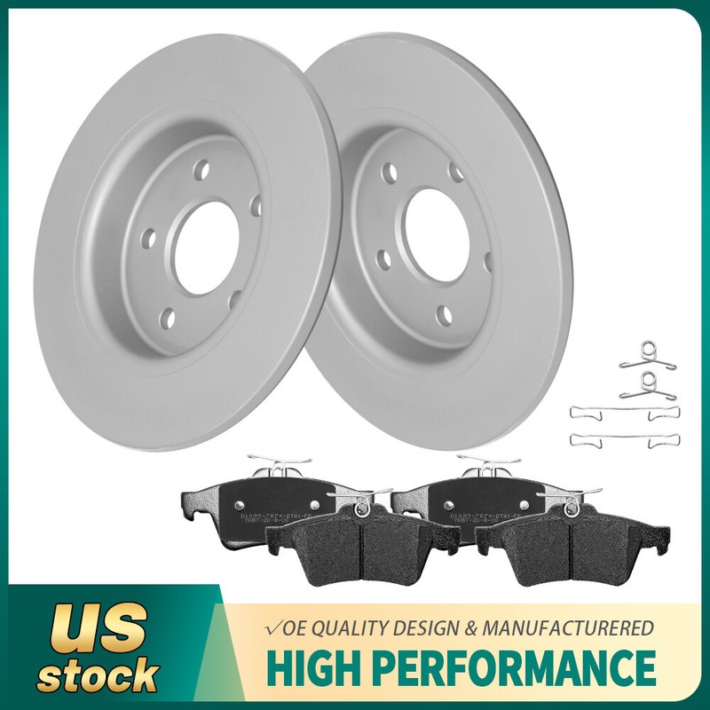 Rear Disc Rotors & Ceramic Brake Pads w/Clips for 2012 2013 2014-2018 Ford Focus