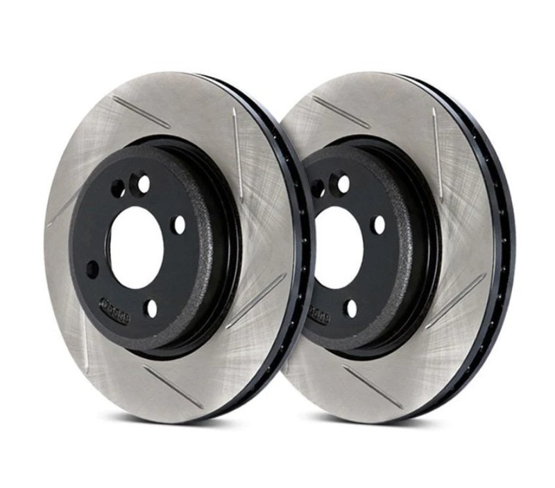 StopTech 126.44158SL + 126.44158SR Sport Slotted Brake Rotors – Front Set