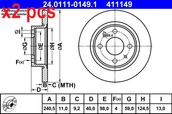 X2 PCS L&R SIDES BRAKE DISC 24.0111-0149.1