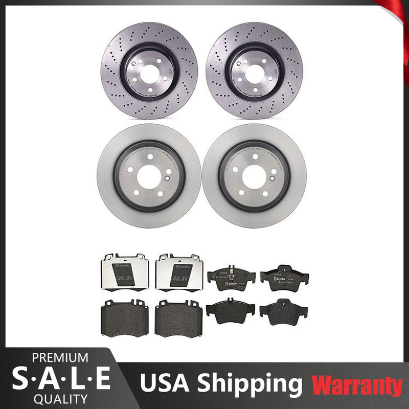 Front Rear Brembo Brake Kit Disc Rotors Low-Met Pads For MB W212 C207 Sport Pkg
