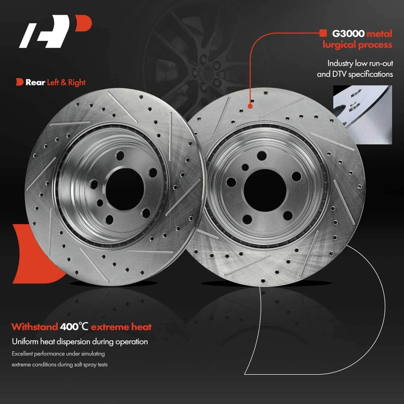 A-Premium Rear Drilled Brake Rotors for BMW 330i 2017-2019 435i 335i 440i 330mm gallery
