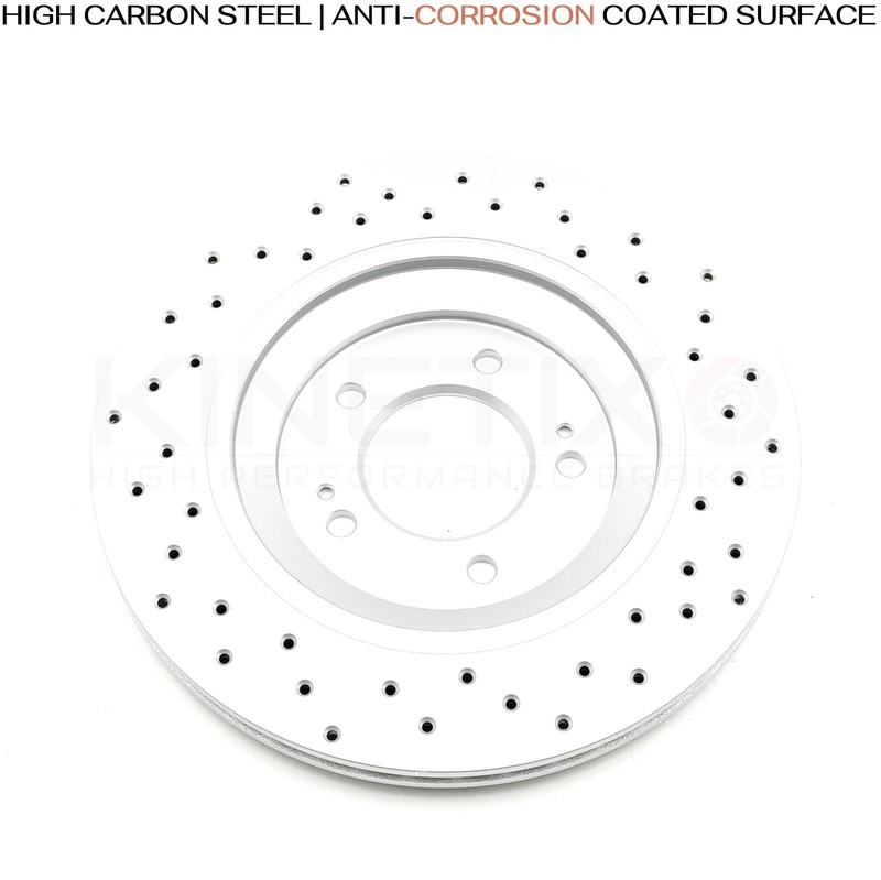 FOR HYUNDAI i30N KONA N PERFORMANCE REAR CROSS DRILLED BRAKE DISCS PAIR 314mm gallery