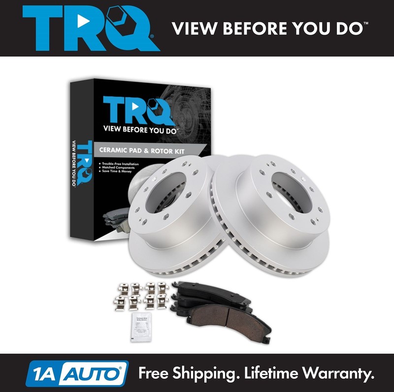 TRQ Front Brake Pad & Rotor Kit Ceramic Premium G-Coated for Chevrolet GMC