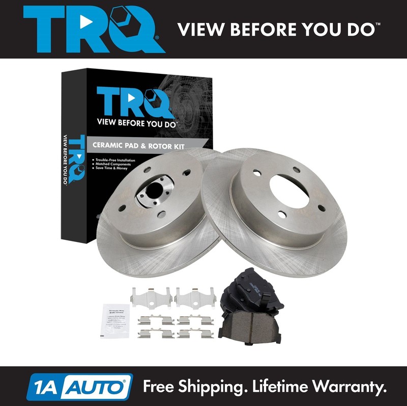 TRQ Rear Brake Pad & Rotor Kit Ceramic Fits 1990-1992 Nissan Stanza