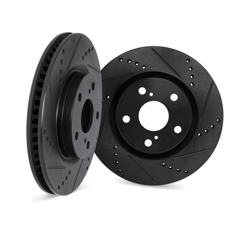 For Infiniti Q70 2014 15 16 17 18 2019 Rotor Set | Black | Drilled And Slotted gallery