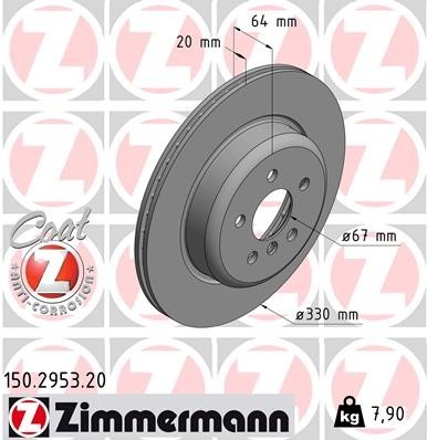 Zimmermann Rear Passenger Side Disc Brake Rotor for GR Supra+More (150.2953.20) gallery