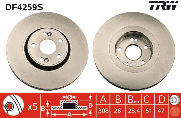 TRW DF4259S Brake Disc for Renault