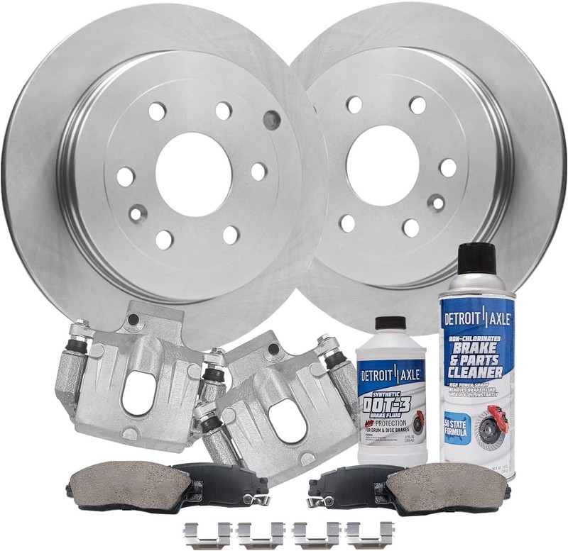 6-Lug Rear Brake Pads Calipers Rotors for 2007-2017 Buick Enclave