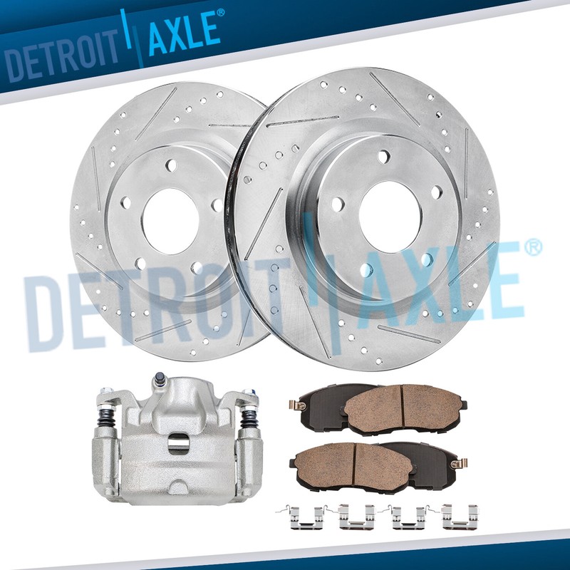 296mm Front Drilled Rotors Right Caliper Brake Pads for 2007-2010 Nissan Altima