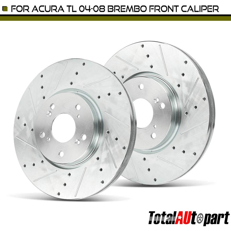 2Pcs 310mm Drilled Brake Rotors for Acura TL 2004-2008 V6 3.2L Sedan Front Side