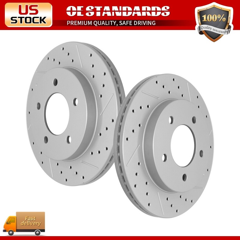 4WD 5 Lug Front Disc Drilled Brake Rotors for 1997 – 2004 Ford F-150