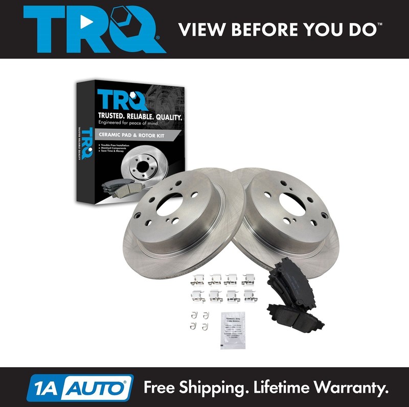 TRQ Rear Premium Posi Ceramic Disc Brake Pads & Rotor Kit for Toyota Prius V
