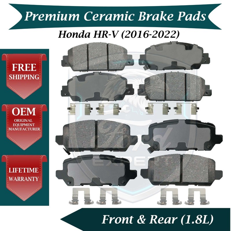 Akebono OEM Front & Rear Brake Pads Kit For 2016-2022 Honda HR-V 9 Yr Warranty