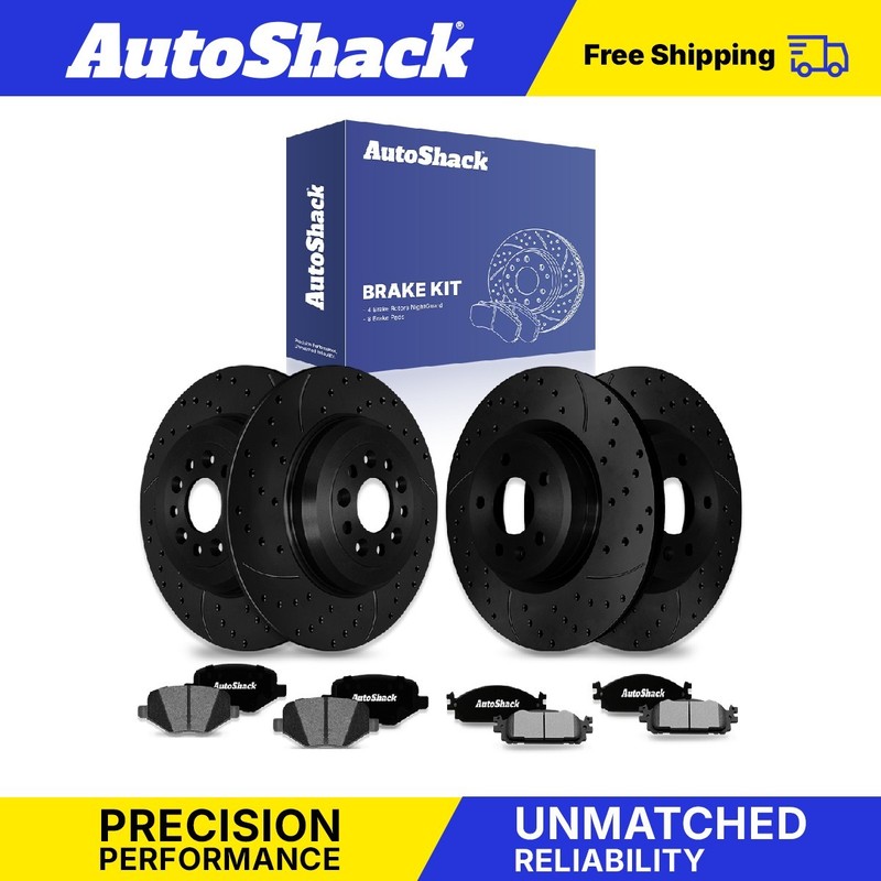 Front Rear Drilled Slotted Brake Rotors Pads for Ford, Explorer 2011-2019