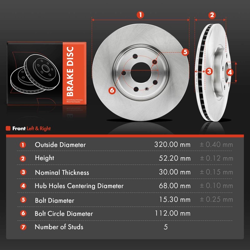 New Front Disc Brake Rotors for Audi A4 2012-2016 A5 2012-2015 A6 Q5 S5 allroad gallery