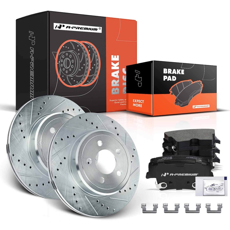 A-Premium Rear Side Drilled Brake Rotors & Ceramic Pads for Dodge Charger 06-20