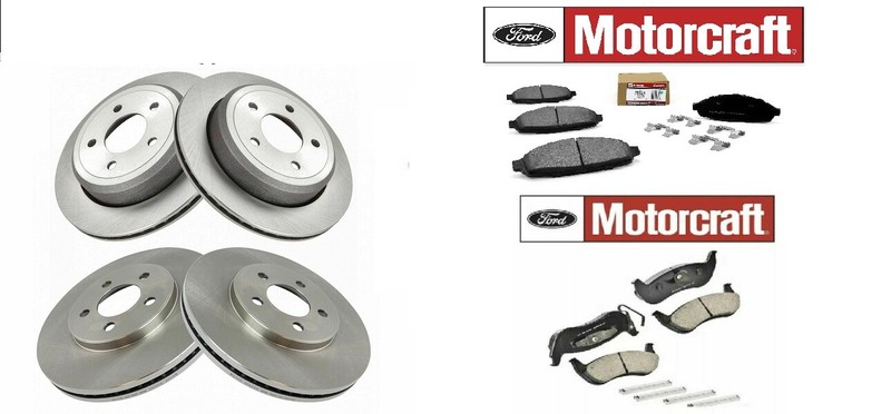 Front & Rear Brake Rotors & Motorcraft Front & Rear Brake Pads 03-2011 Crown Vic